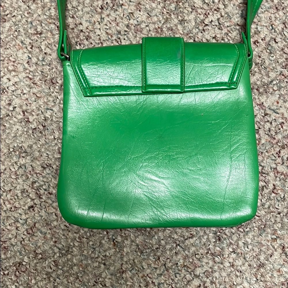 Vintage 60s Green Leather Shoulder Bag - Picture 7 of 12